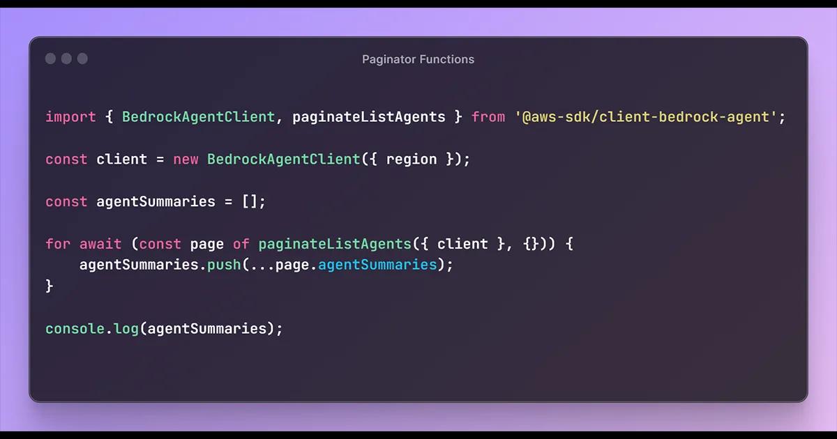 How to use Paginator Functions in the AWS SDK for JavaScript