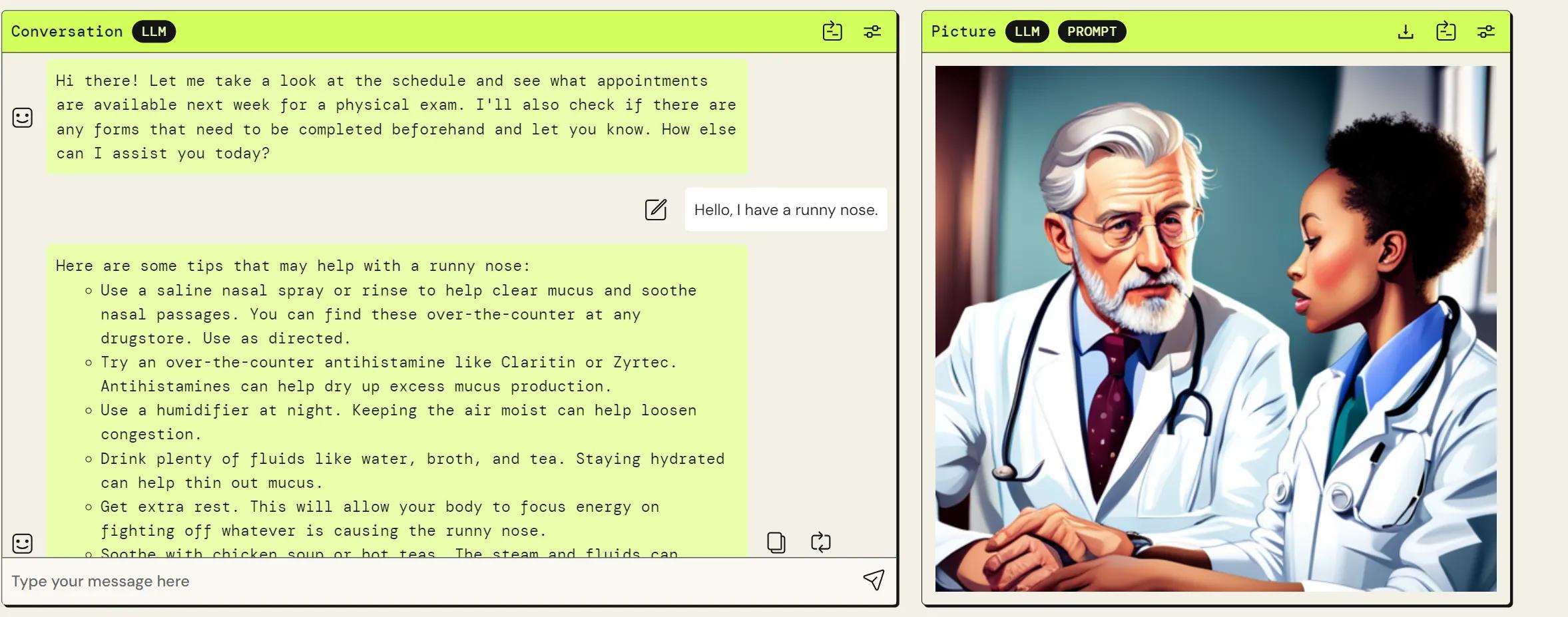 Doctor's medical chatbot assistance