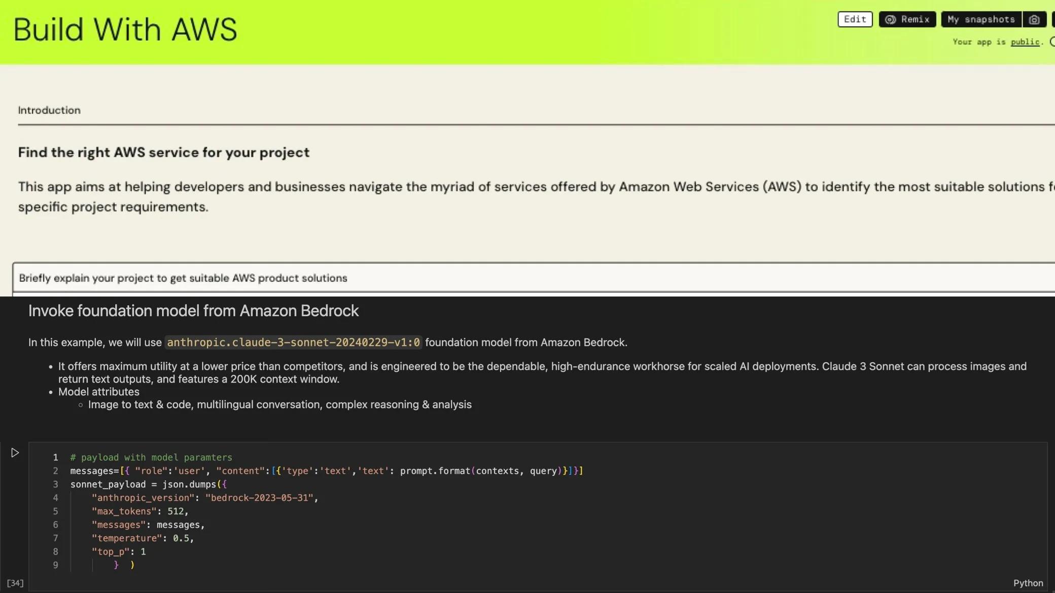 Coding Perspective: PartyRock App Development with Amazon Bedrock APIs