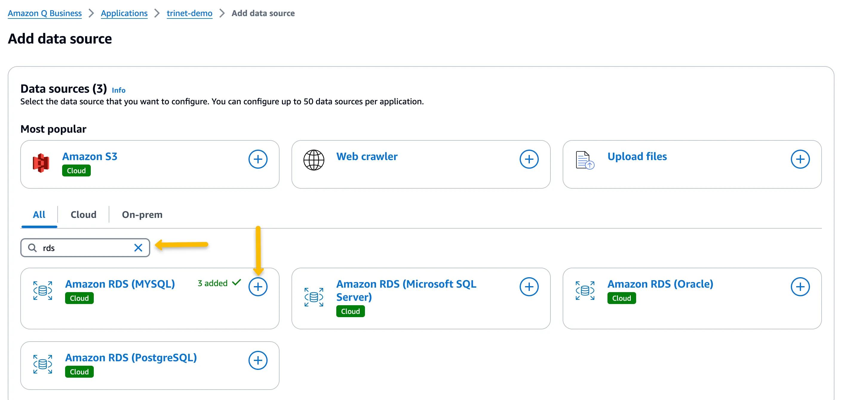 RDS MySQL connector