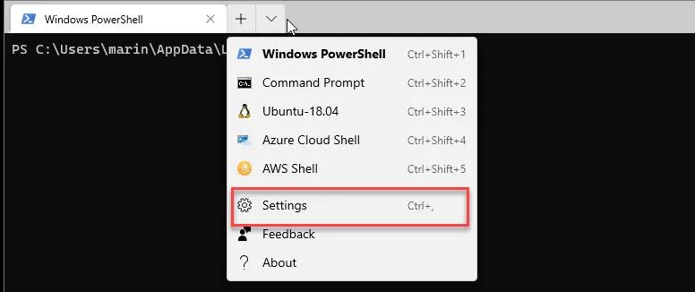 Windows Terminal settings