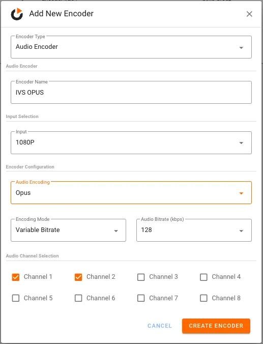 Videon Create OPUS audio encoder