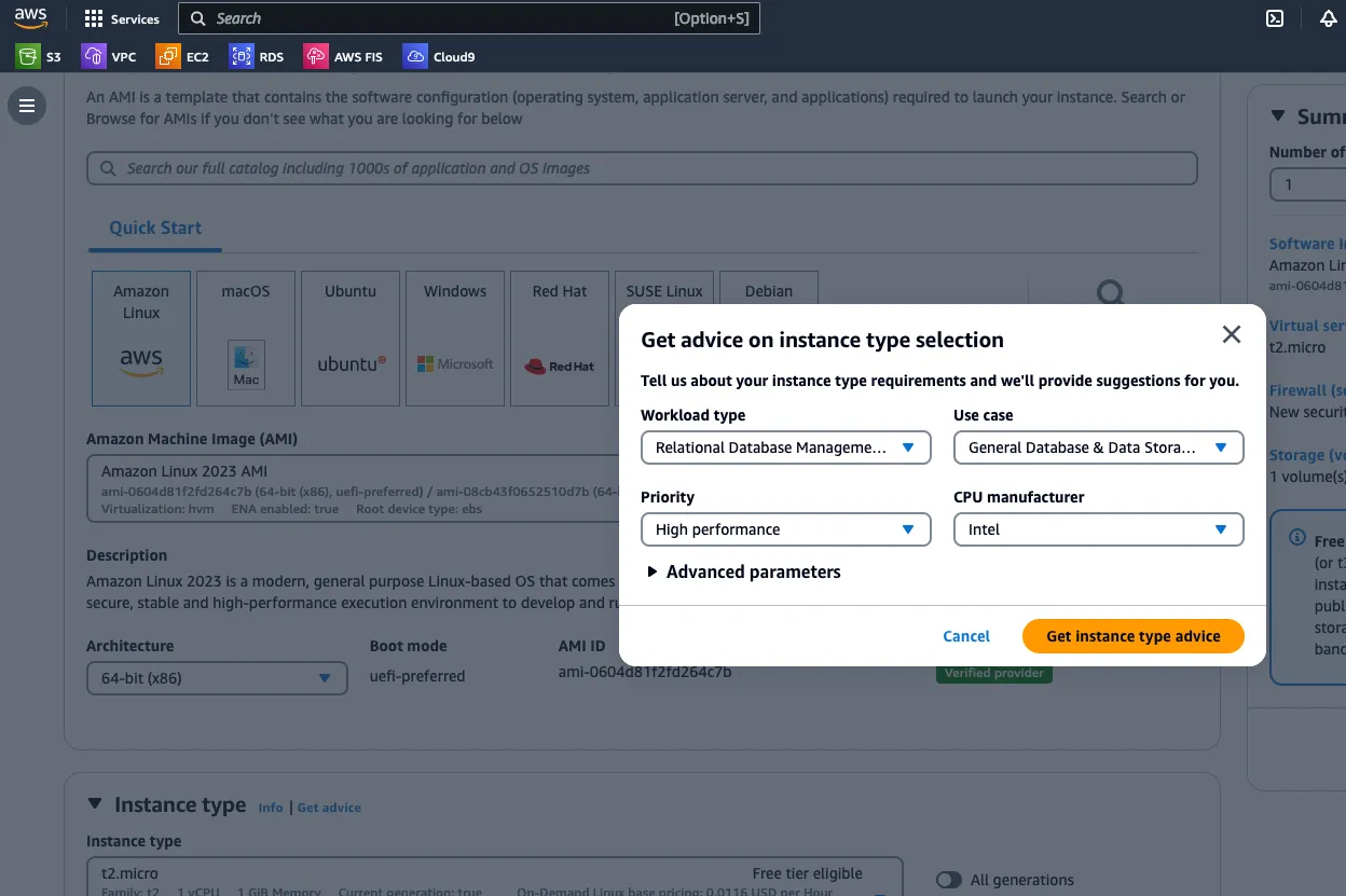 Instance Recommendation Workload Details