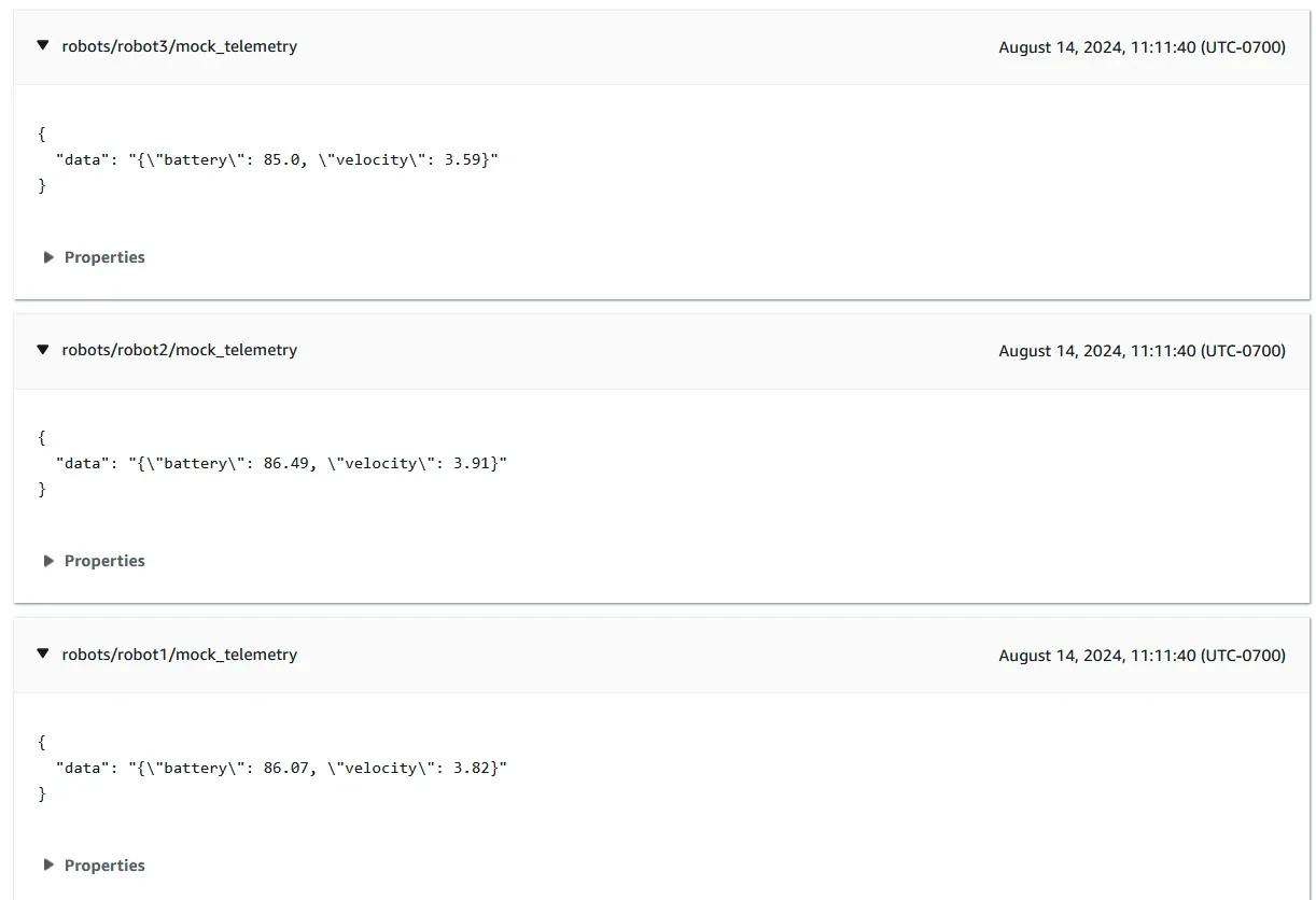 Show multiple test packets from Greengrass components