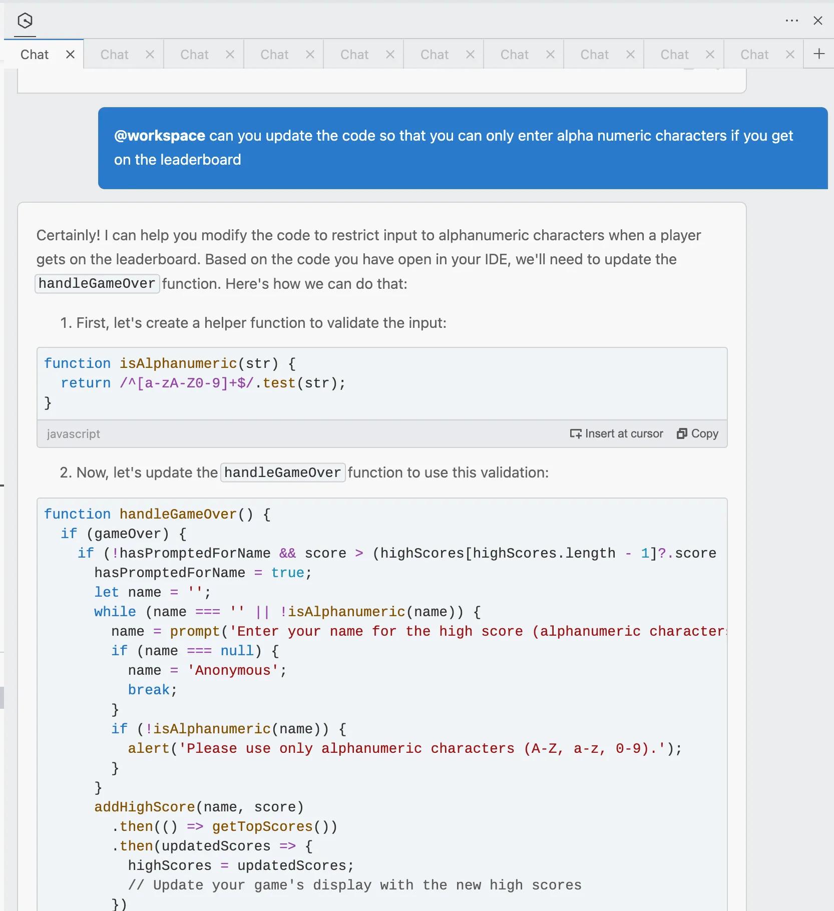 adding alphanumeric checks