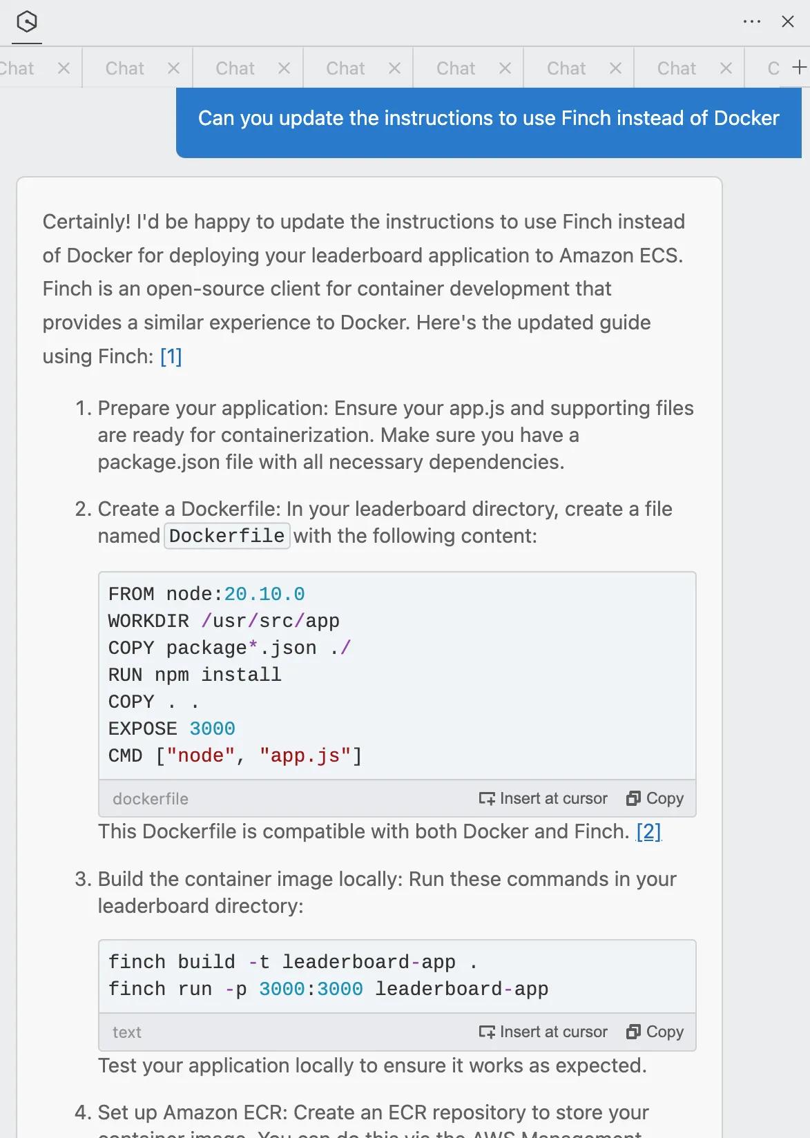 changing from docker to finch