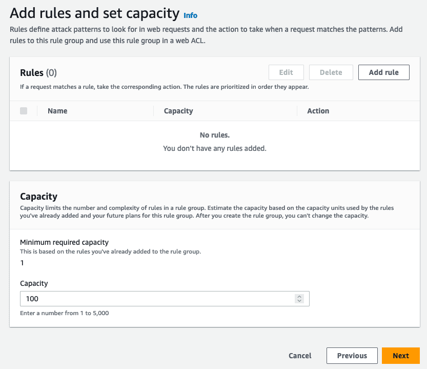 Assign capacity to the rule group