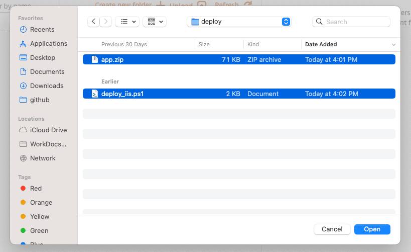 Choose files to upload to S3