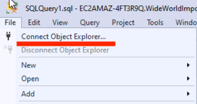 Open Object Explorer from the menu