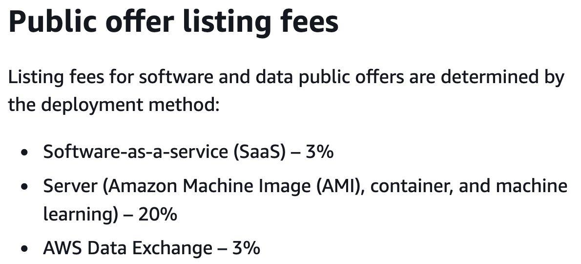Figure 3 - AWS Marketplace Listing fees for SaaS