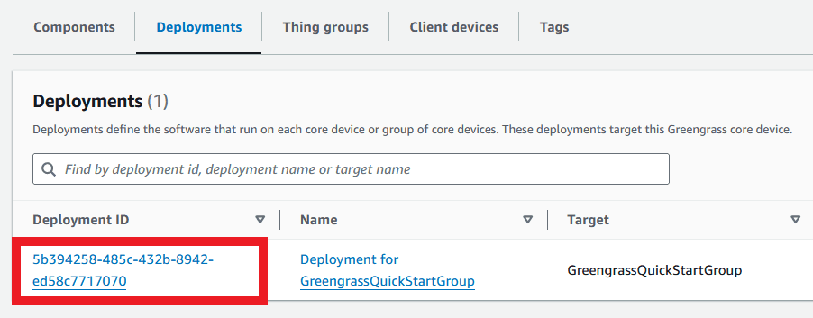 Show single deployment entry in table