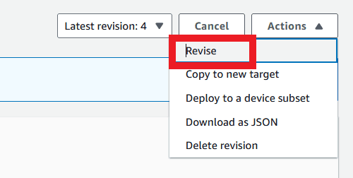Show actions menu with Revise option highlighted