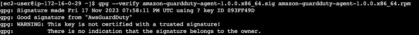 Amazon GuardDuty Agent Signature Verification
