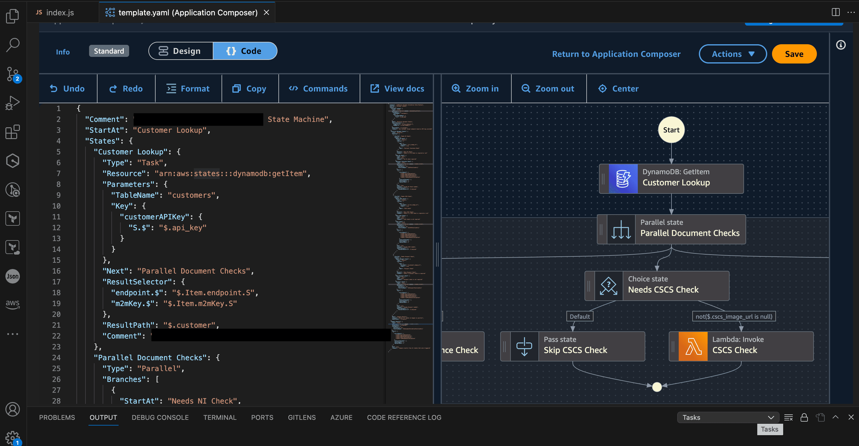 App Composer opened in VSCode for Step Function development