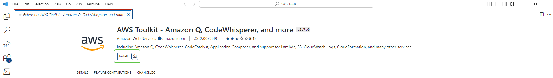 AWS Toolkit - Amazon Q, CodeWhisperer, and more