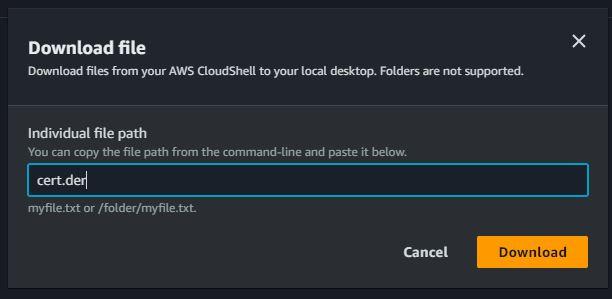 CloudShell download certificate