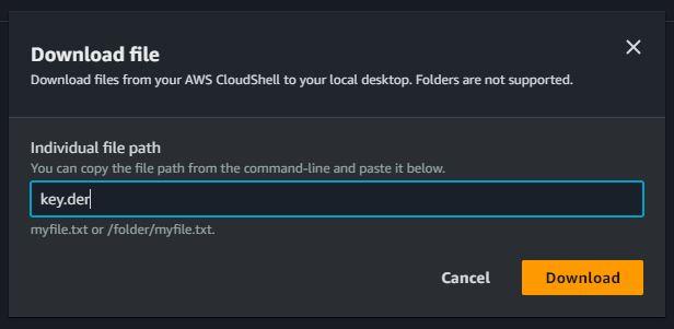 CloudShell download key