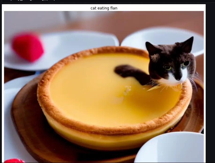 Prompt #2: cat eating flan