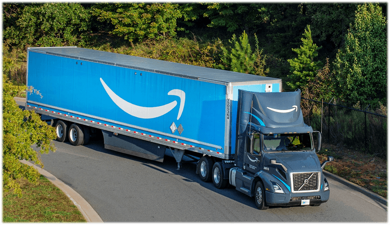 Amazon 18-wheeler truck, also known as a "big-rig"