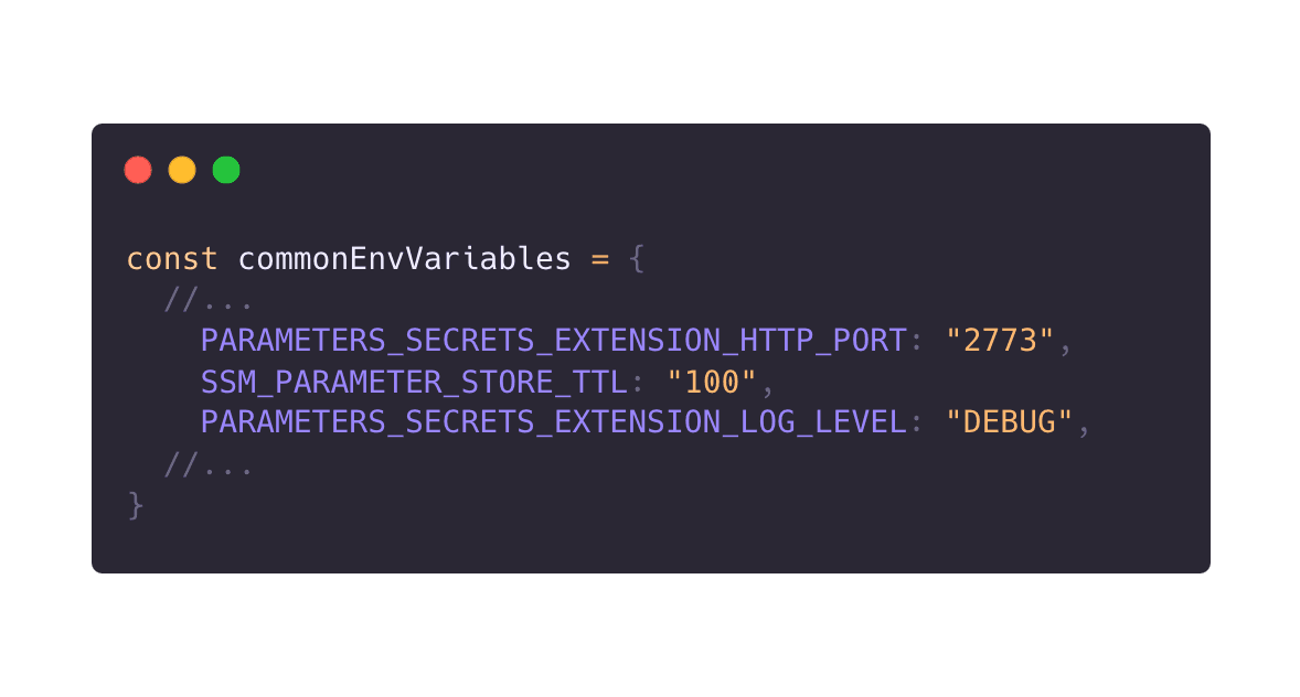 some of the parameters you can configure for the Parameter Store and Secrets Manager Lambda extension