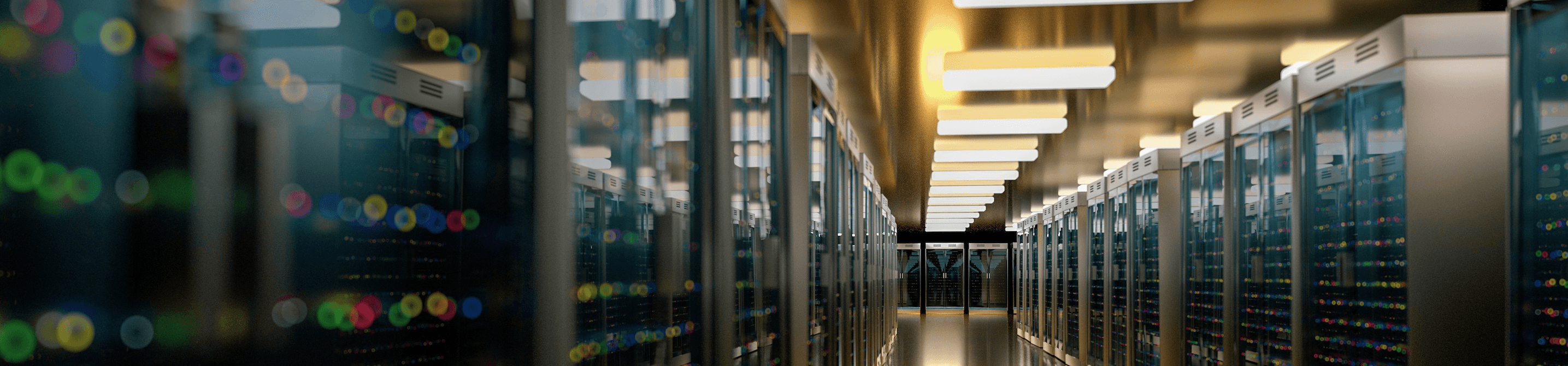 Racks of servers inside a data center