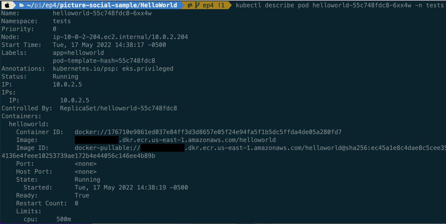 Part 1: Image showing output of kubectl describe pod podName -n tests command