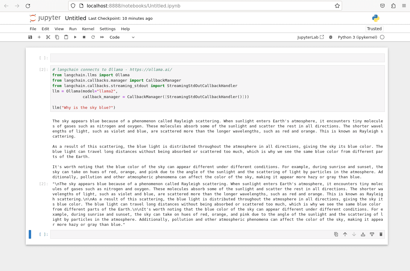 Jupyter notebook with prompt response