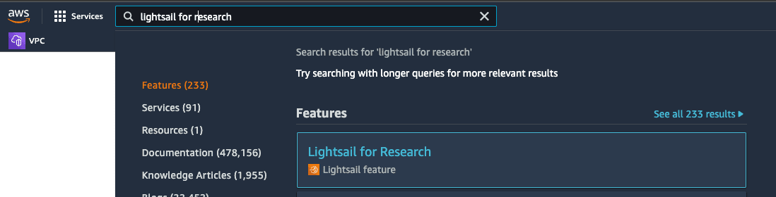 Open the Lightsail for Research page