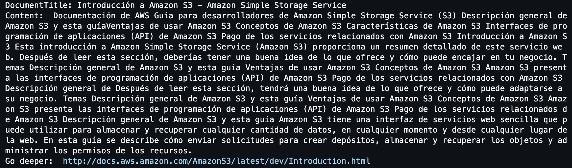 Amazon Kendra answer result in spanish