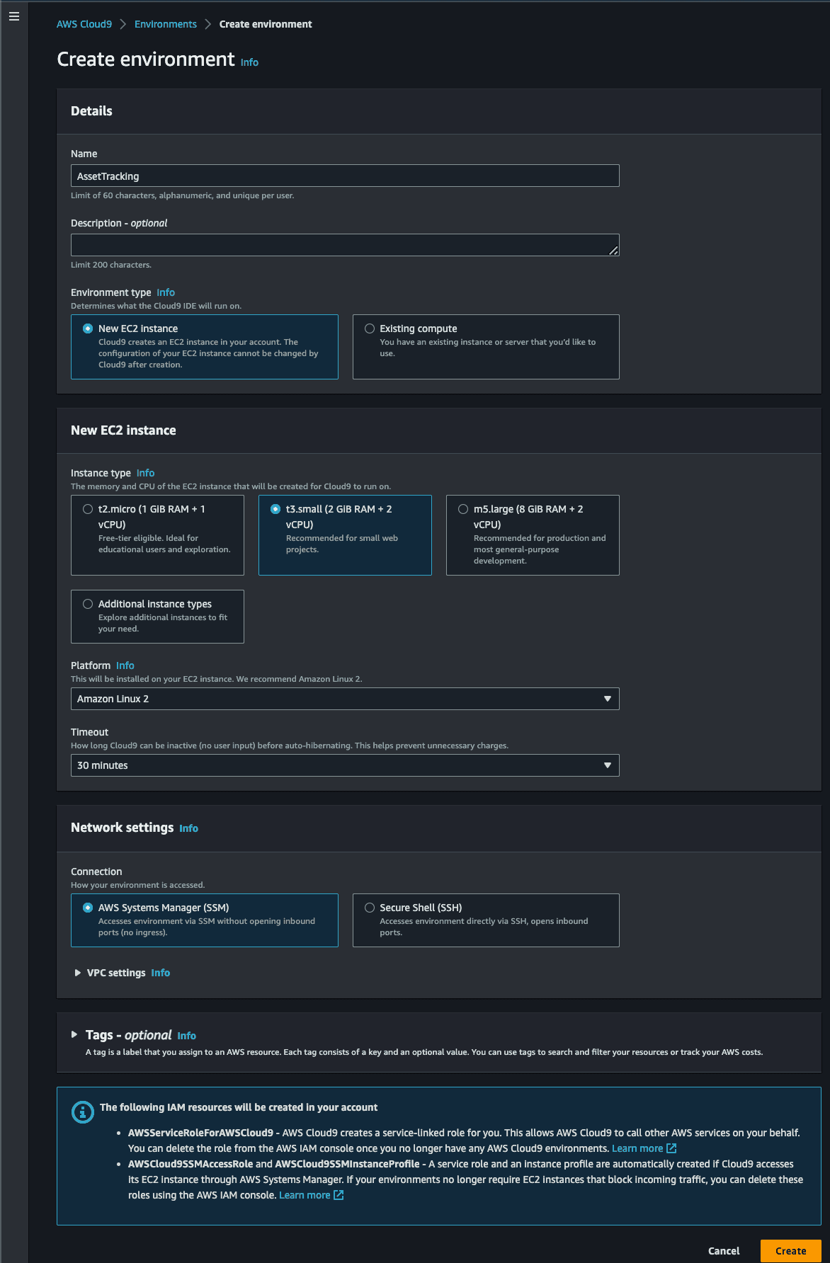AWS Cloud9 Console showing deployment options
