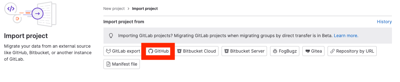 Choose GitHub to import project