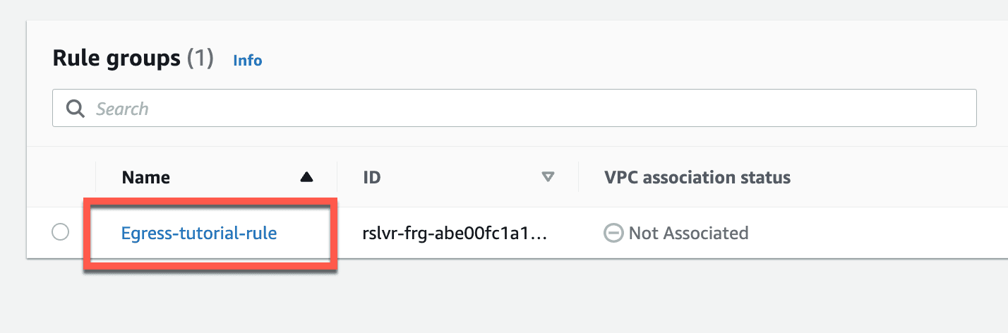 Associate rule group with a VPC