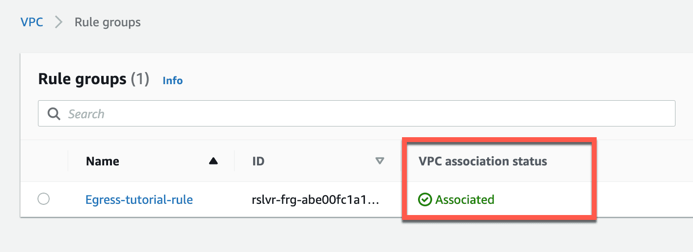 Verify the VPC association