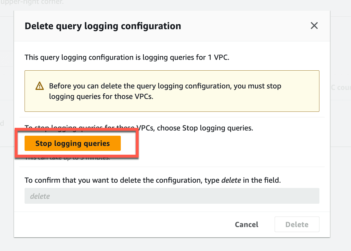Delete query logging