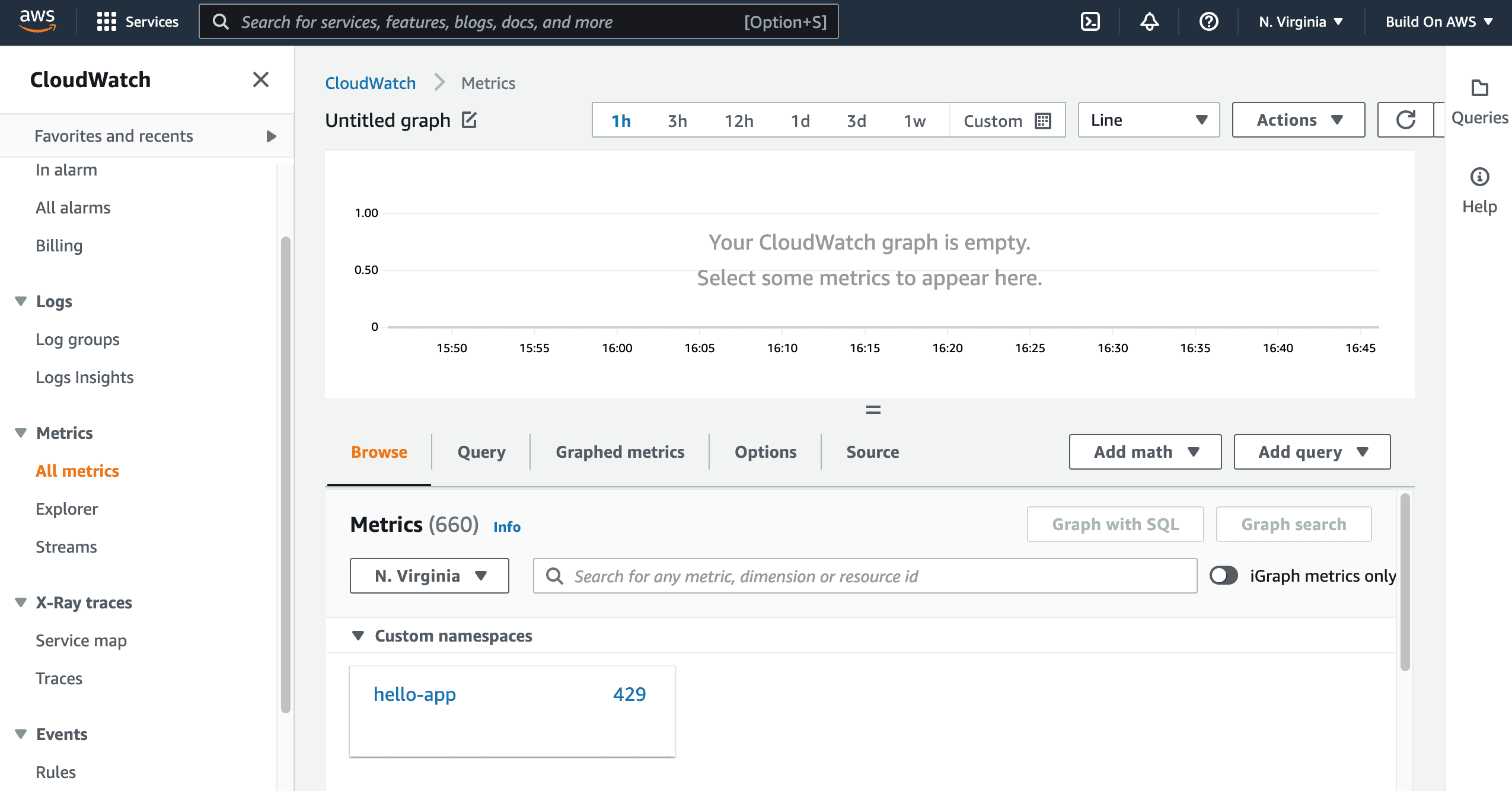 Shows all metrics collected in CloudWatch