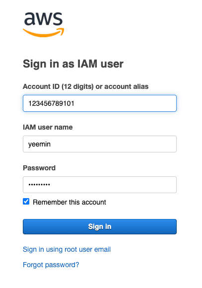 Sign into the AWS console