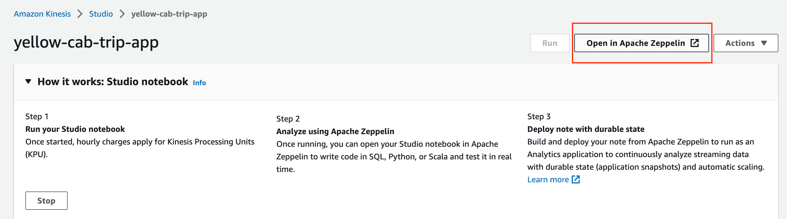 Open in Apache Zeppelin