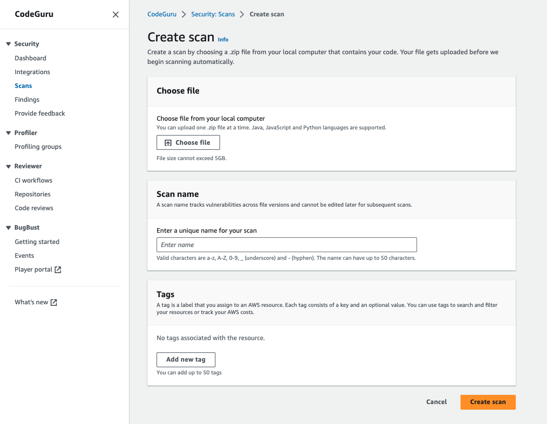 CodeGuru Security Scans