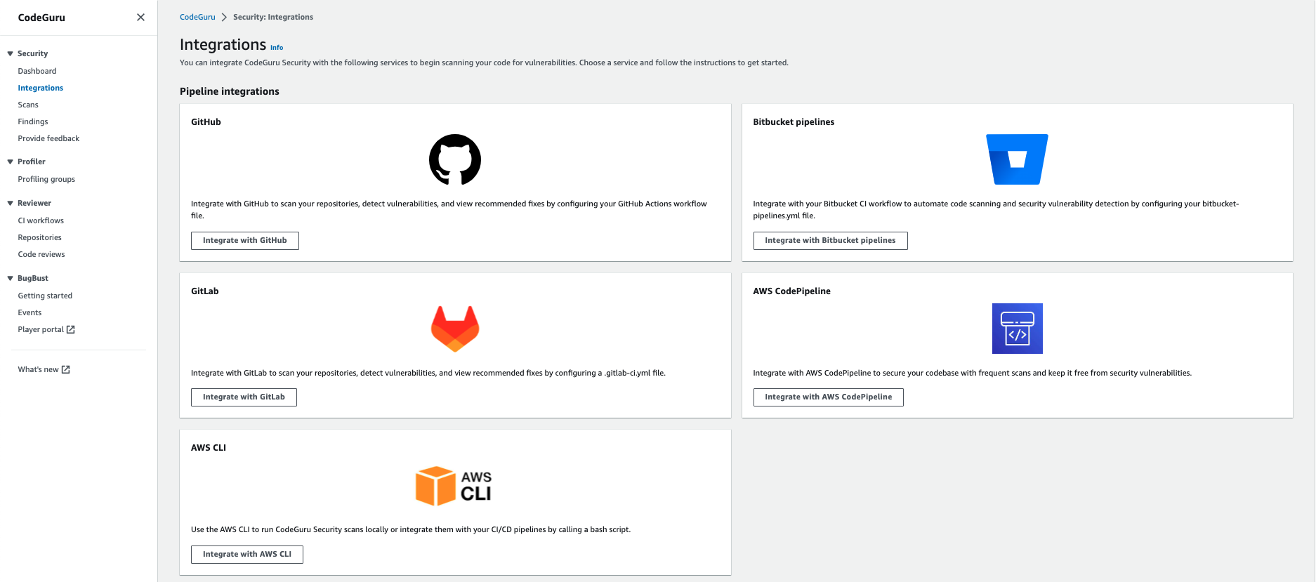 CodeGuru Security Integrations