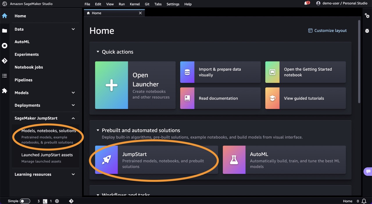 Go to Amazon SageMaker JumpStart