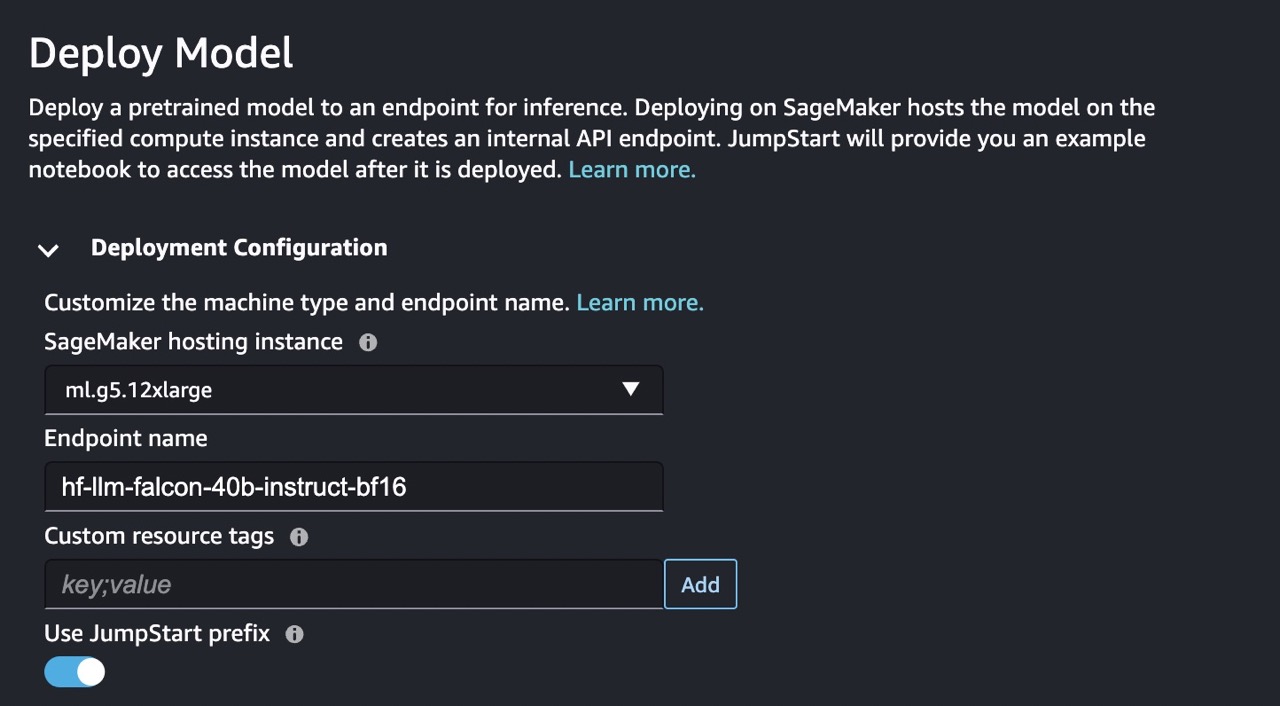 Go to Amazon SageMaker JumpStart