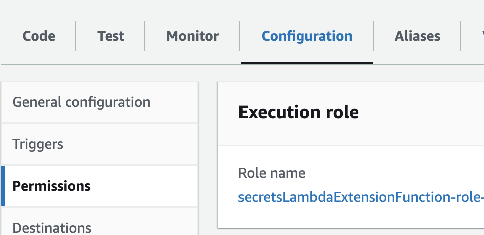 The lambda Configuration page