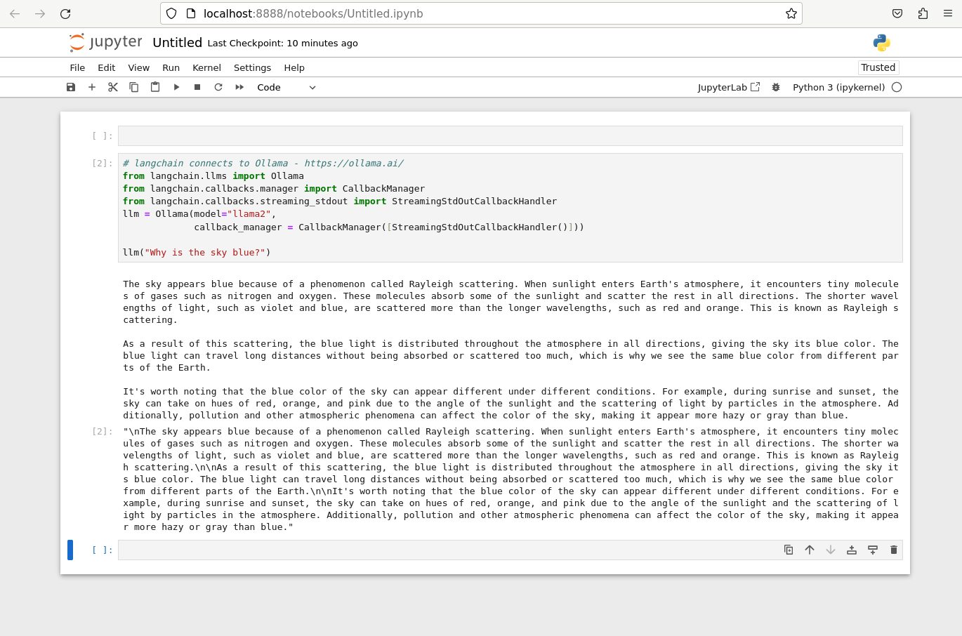 Jupyter notebook with prompt response