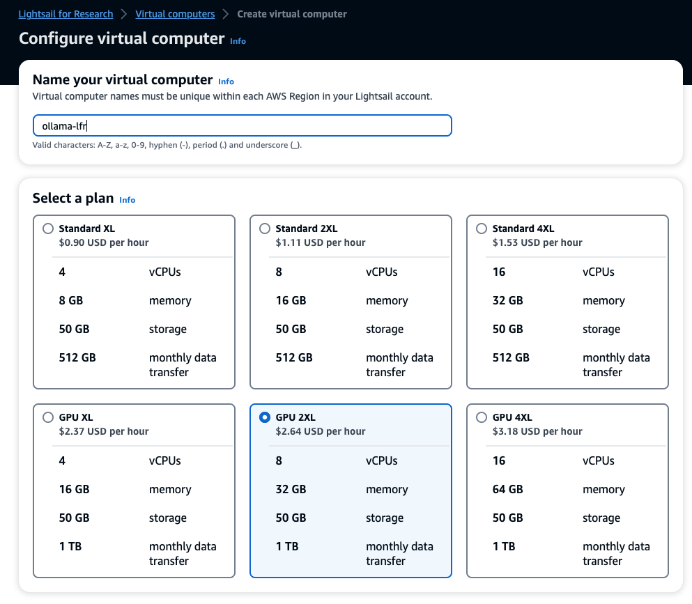 Select the GPU 2XL plan