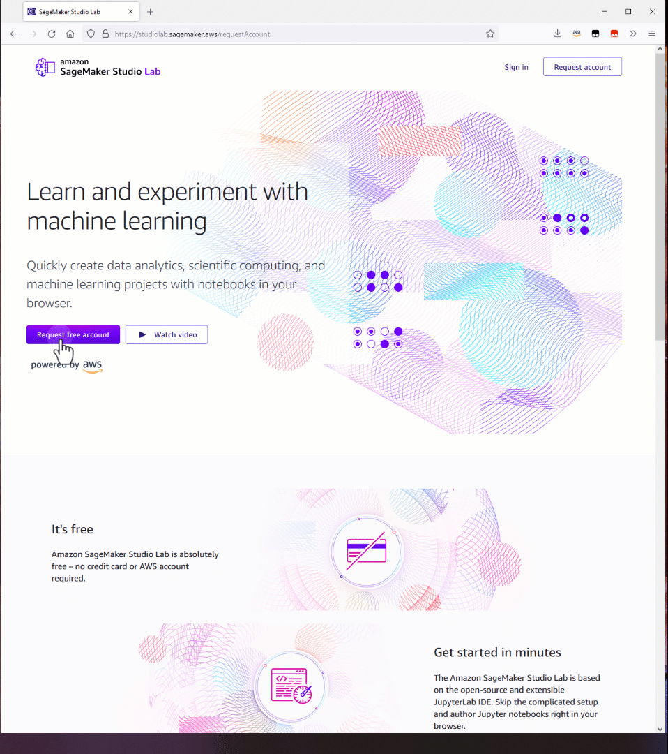 SageMaker Studio Lab Sign up