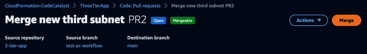 CodeCatalyst Mergeable request is all green
