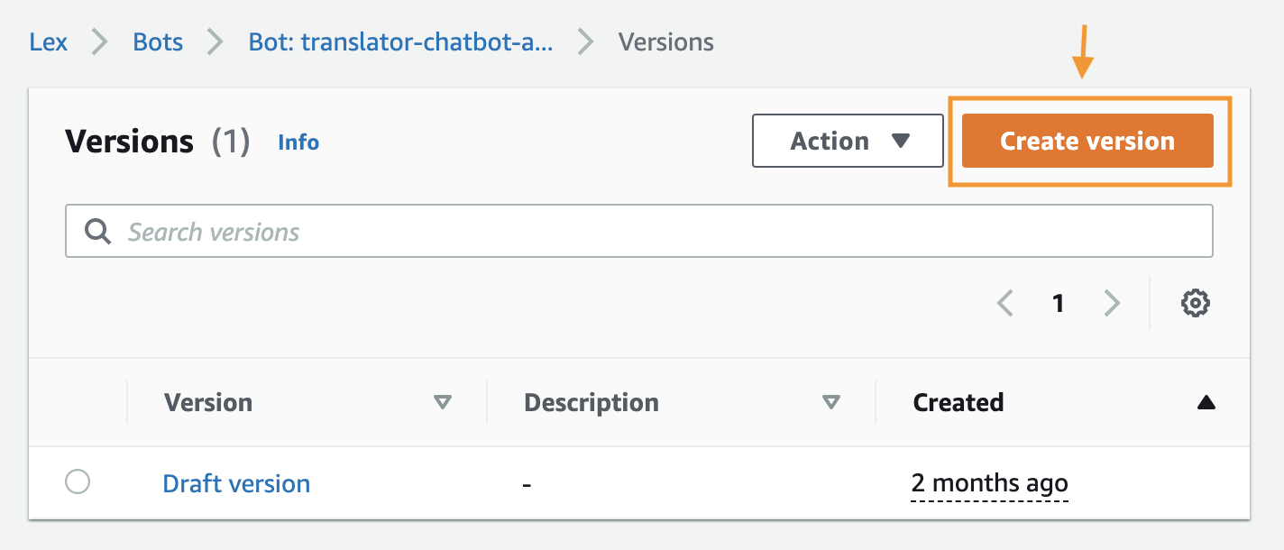 Create a new bot version.