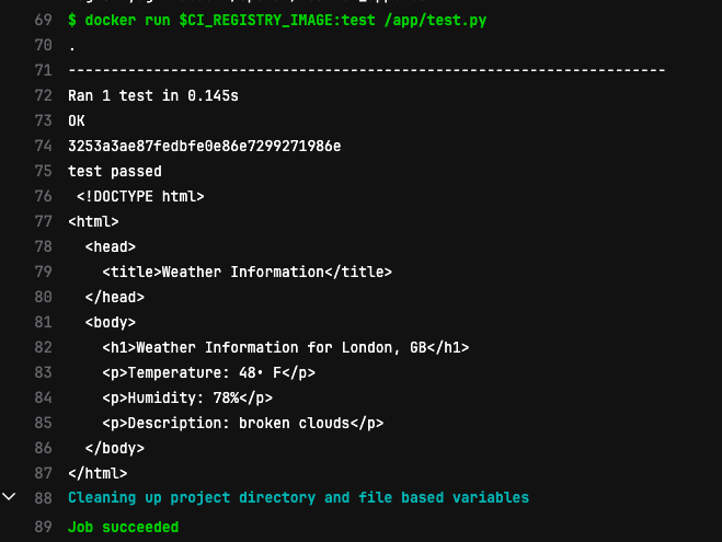 Unit test success