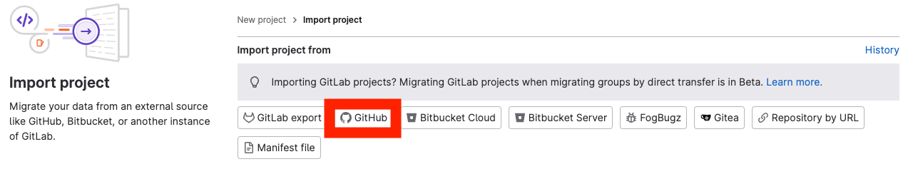 Choose GitHub to import project