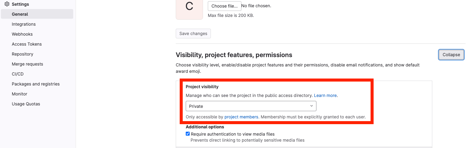Ensure repository is private